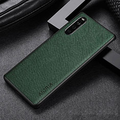 Custodia Lusso Pelle e Plastica Opaca Cover per Sony Xperia 10 III Lite Verde