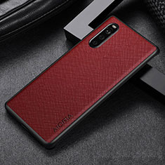 Custodia Lusso Pelle e Plastica Opaca Cover per Sony Xperia 10 III SOG04 Rosso