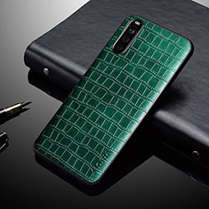 Custodia Lusso Pelle e Plastica Opaca Cover per Sony Xperia 10 V Verde