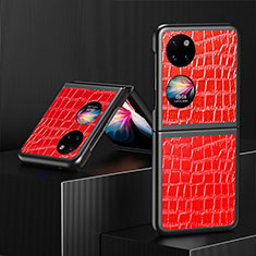 Custodia Lusso Pelle e Plastica Opaca Cover QH7 per Huawei P60 Pocket Rosso