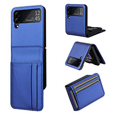 Custodia Lusso Pelle e Plastica Opaca Cover R03 per Samsung Galaxy Z Flip3 5G Blu