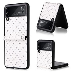 Custodia Lusso Pelle e Plastica Opaca Cover R07 per Samsung Galaxy Z Flip3 5G Argento