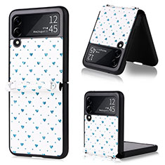 Custodia Lusso Pelle e Plastica Opaca Cover R07 per Samsung Galaxy Z Flip3 5G Blu