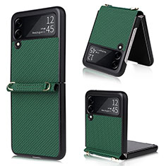 Custodia Lusso Pelle e Plastica Opaca Cover R08 per Samsung Galaxy Z Flip3 5G Verde