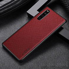 Custodia Lusso Pelle e Plastica Opaca Cover S01 per Sony Xperia 10 IV Rosso