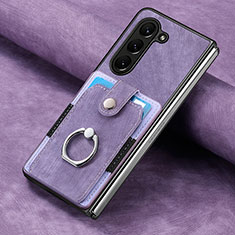 Custodia Lusso Pelle e Plastica Opaca Cover S02D per Samsung Galaxy Z Fold5 5G Viola