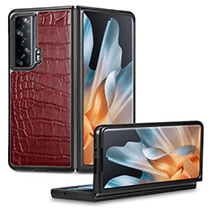 Custodia Lusso Pelle e Plastica Opaca Cover S03D per Huawei Honor Magic Vs Ultimate 5G Rosso