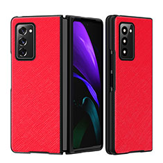 Custodia Lusso Pelle e Plastica Opaca Cover S04 per Samsung Galaxy Z Fold2 5G Rosso