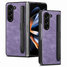 Custodia Lusso Pelle e Plastica Opaca Cover S05D per Samsung Galaxy Z Fold5 5G Viola