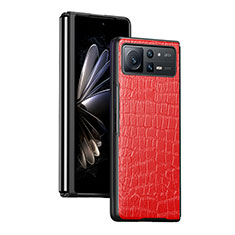 Custodia Lusso Pelle e Plastica Opaca Cover S07 per Xiaomi Mix Fold 2 5G Rosso