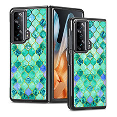 Custodia Lusso Pelle e Plastica Opaca Cover S08D per Huawei Honor Magic Vs 5G Verde