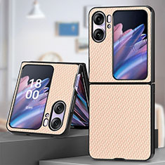 Custodia Lusso Pelle e Plastica Opaca Cover SD1 per Oppo Find N2 Flip 5G Oro