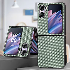 Custodia Lusso Pelle e Plastica Opaca Cover SD1 per Oppo Find N2 Flip 5G Verde