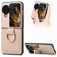 Custodia Lusso Pelle e Plastica Opaca Cover SD1 per Oppo Find N3 Flip 5G Oro