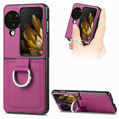 Custodia Lusso Pelle e Plastica Opaca Cover SD1 per Oppo Find N3 Flip 5G Viola