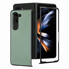 Custodia Lusso Pelle e Plastica Opaca Cover SD1 per Samsung Galaxy Z Fold5 5G Verde