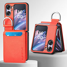 Custodia Lusso Pelle e Plastica Opaca Cover SD12 per Oppo Find N2 Flip 5G Arancione