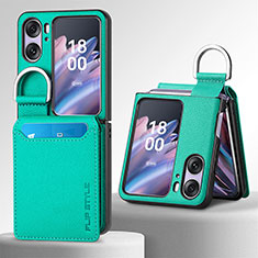 Custodia Lusso Pelle e Plastica Opaca Cover SD12 per Oppo Find N2 Flip 5G Verde