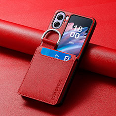 Custodia Lusso Pelle e Plastica Opaca Cover SD13 per Oppo Find N2 Flip 5G Rosso