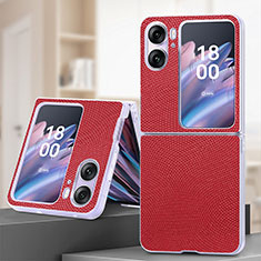 Custodia Lusso Pelle e Plastica Opaca Cover SD2 per Oppo Find N2 Flip 5G Rosso