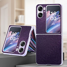 Custodia Lusso Pelle e Plastica Opaca Cover SD2 per Oppo Find N2 Flip 5G Viola