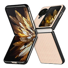 Custodia Lusso Pelle e Plastica Opaca Cover SD2 per Oppo Find N3 Flip 5G Oro