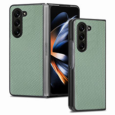 Custodia Lusso Pelle e Plastica Opaca Cover SD2 per Samsung Galaxy Z Fold5 5G Verde