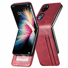 Custodia Lusso Pelle e Plastica Opaca Cover SD3 per Huawei P50 Pocket Rosso