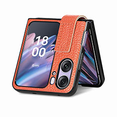 Custodia Lusso Pelle e Plastica Opaca Cover SD3 per Oppo Find N2 Flip 5G Arancione