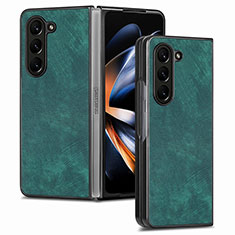 Custodia Lusso Pelle e Plastica Opaca Cover SD3 per Samsung Galaxy Z Fold5 5G Verde