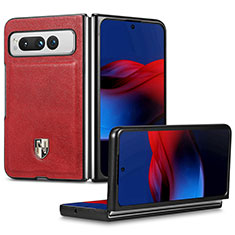 Custodia Lusso Pelle e Plastica Opaca Cover SD4 per Google Pixel Fold 5G Rosso