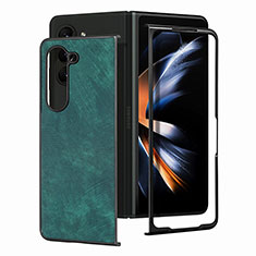 Custodia Lusso Pelle e Plastica Opaca Cover SD4 per Samsung Galaxy Z Fold5 5G Verde