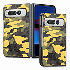 Custodia Lusso Pelle e Plastica Opaca Cover SD5 per Google Pixel Fold 5G Giallo