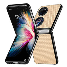 Custodia Lusso Pelle e Plastica Opaca Cover SD5 per Huawei P50 Pocket Oro