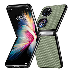 Custodia Lusso Pelle e Plastica Opaca Cover SD5 per Huawei P50 Pocket Verde