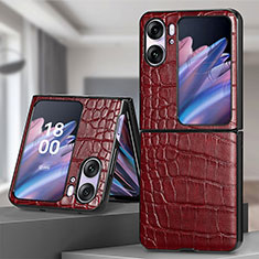 Custodia Lusso Pelle e Plastica Opaca Cover SD5 per Oppo Find N2 Flip 5G Rosso