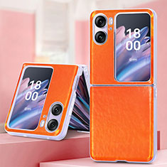 Custodia Lusso Pelle e Plastica Opaca Cover SD6 per Oppo Find N2 Flip 5G Arancione