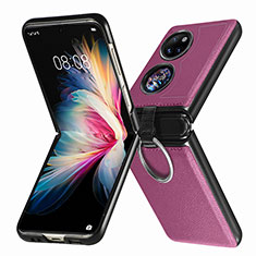 Custodia Lusso Pelle e Plastica Opaca Cover SD8 per Huawei P50 Pocket Viola