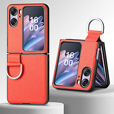 Custodia Lusso Pelle e Plastica Opaca Cover SD8 per Oppo Find N2 Flip 5G Arancione