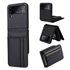 Custodia Lusso Pelle e Plastica Opaca Cover T01 per Samsung Galaxy Z Flip4 5G Nero