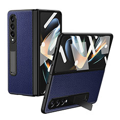 Custodia Lusso Pelle e Plastica Opaca Cover T01 per Samsung Galaxy Z Fold3 5G Blu
