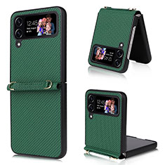 Custodia Lusso Pelle e Plastica Opaca Cover T07 per Samsung Galaxy Z Flip4 5G Verde