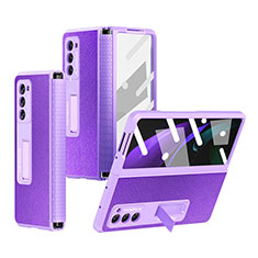 Custodia Lusso Pelle e Plastica Opaca Cover Z03 per Samsung Galaxy Z Fold2 5G Viola