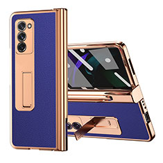 Custodia Lusso Pelle e Plastica Opaca Cover Z04 per Samsung Galaxy Z Fold2 5G Blu