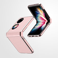 Custodia Lusso Pelle e Plastica Opaca Cover ZL1 per Huawei P60 Pocket Oro Rosa