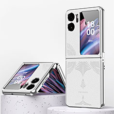 Custodia Lusso Pelle e Plastica Opaca Cover ZL1 per Oppo Find N2 Flip 5G Argento