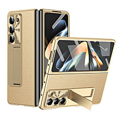 Custodia Lusso Pelle e Plastica Opaca Cover ZL1 per Samsung Galaxy Z Fold5 5G Oro