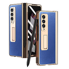 Custodia Lusso Pelle e Plastica Opaca Cover ZL3 per Samsung Galaxy Z Fold4 5G Blu
