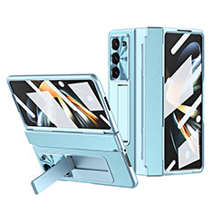 Custodia Lusso Pelle e Plastica Opaca Cover ZL3 per Samsung Galaxy Z Fold5 5G Cielo Blu