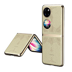 Custodia Lusso Pelle e Plastica Opaca Cover ZL4 per Huawei P50 Pocket Oro